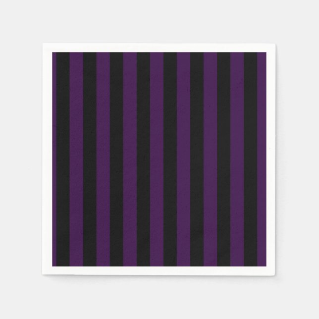 Purple & Black Stripes Halloweenfest Pappersservett (Framsidan)