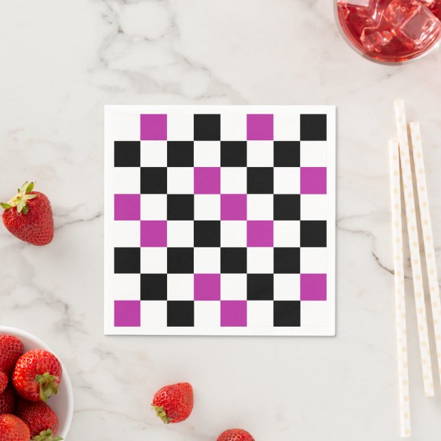 Purple Black White Checkered Pattern Design  Pappersservett (Insitu)