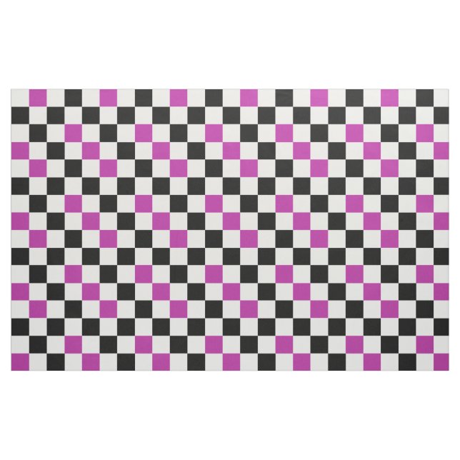 Purple Black White Checkered Pattern Design  Tyg (Fat Quarter)