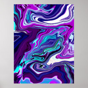 Purple, Blue and Teal Abstract Modern Art Poster