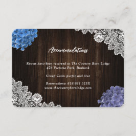 Purple Blue Floral Wedding Hotel Accommodation Tilläggskort