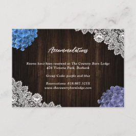 Purple Blue Floral Wedding Hotel Accommodation Tilläggskort