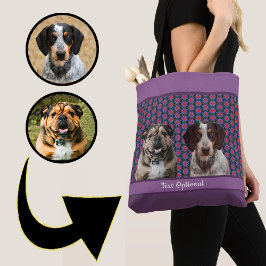 Purple Blue Modern Photo Gift Puppy Dog Lover Mom Tygkasse
