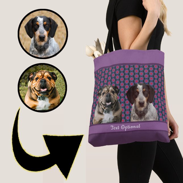 Purple Blue Modern Photo Gift Puppy Dog Lover Mom  Tygkasse (Skapare uppladdad)