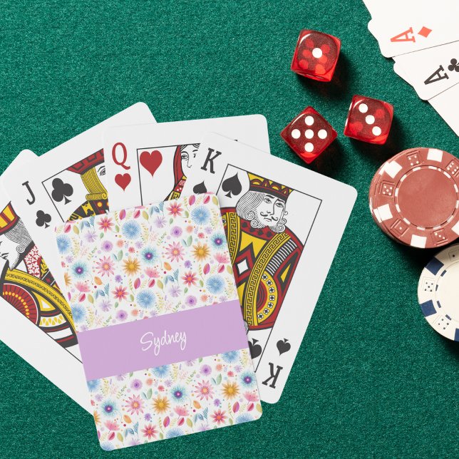 Purple Blue Pink Boho Wildflower Personalized  Casinokort (Skapare uppladdad)