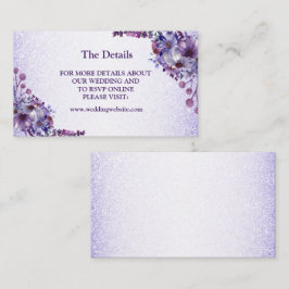 Purple Blue Pink Floral Glitter Wedding Detail Tilläggskort