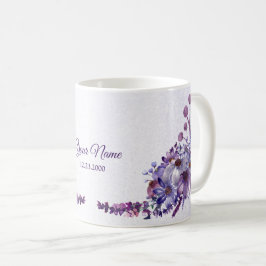Purple Blue Pink Floral Glitter Wedding Party Kaffemugg