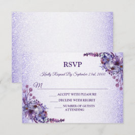 Purple Blue Pink Floral Glitter Wedding Party OSA Kort
