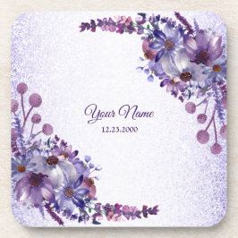 Purple Blue Pink Floral Glitter Wedding Party Underlägg