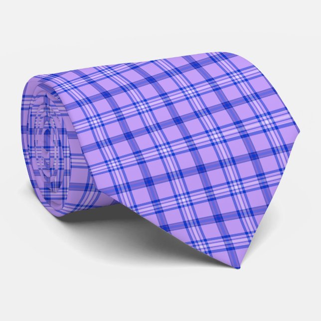 Purple Blue Plaid Classic Pattern Bright Neck Tie Slips (Rullad)