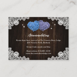 Purple Blue Wedding Hotel Accommodation Card Tilläggskort