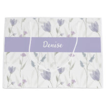 Purple Blue Wildflower Watercolor Monogram Name