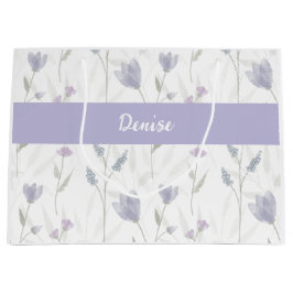 Purple Blue Wildflower Watercolor Monogram Name