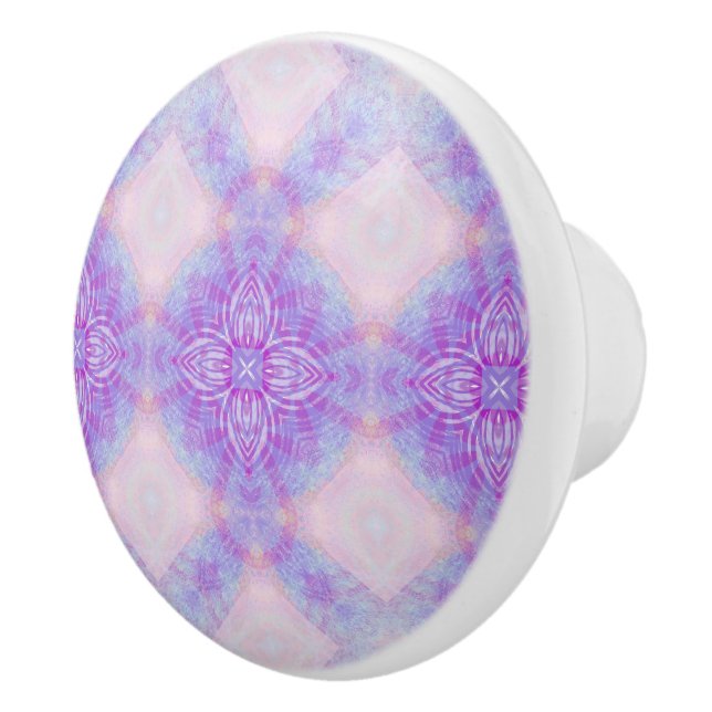 Purple Blush Blue Abstract Mandala Kaleidoscopic Knopp (Höger)