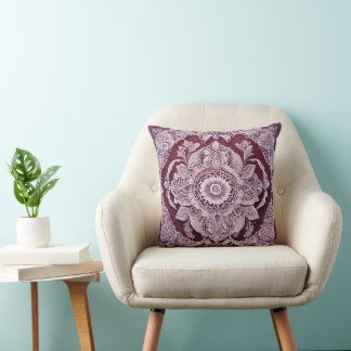 Purple bohemian mandala AI art  Kudde