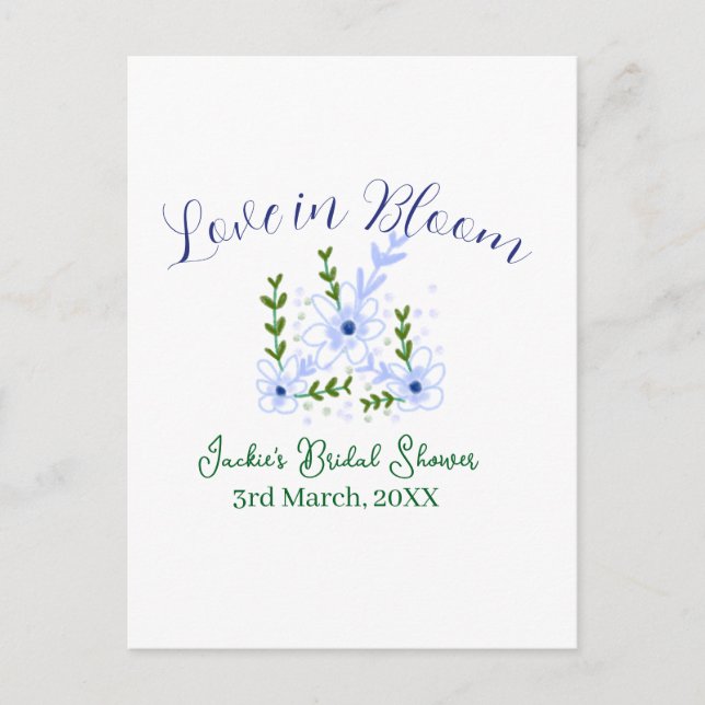 Purple boho love in Bloom bridal shower name retro Vykort (Framsida)