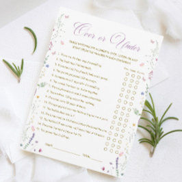 Purple Book Bridal Shower Over or Under Game Card Inbjudningar