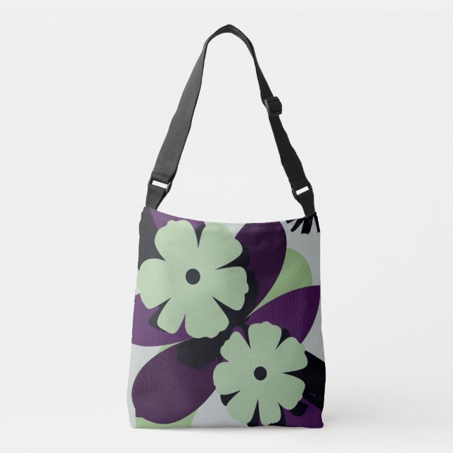Purple Botanical Floral Tote Bag – Modern Design Axelväska (Framsida)
