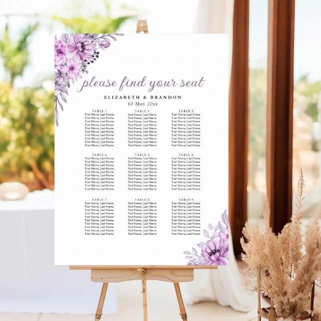 Purple Botanical Floral Wedding Party Poster (Skapare uppladdad)