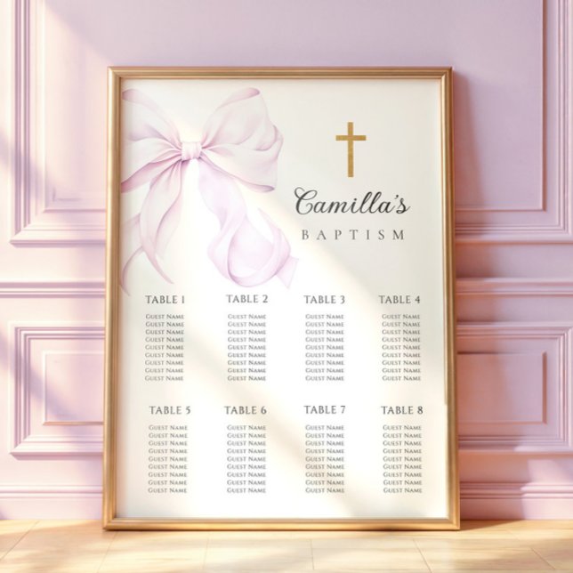 Purple Bow Baptism Seating Chart Poster (Skapare uppladdad)
