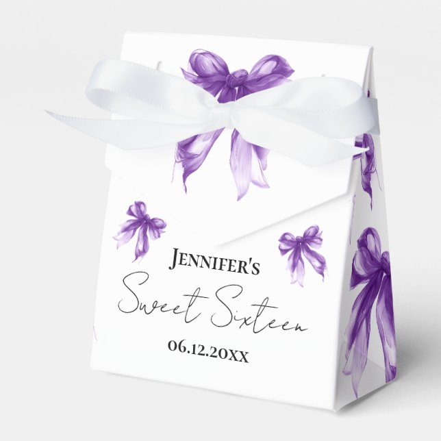 Purple Bow Coquette Script Sweet 16 Thank You  Presentaskar (Framsidan Sidan)