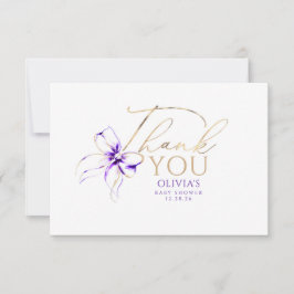 Purple Bow Elegant Calligraphy Thank You Tack Kort