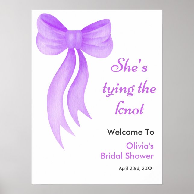 Purple Bow She's Tying the Knot Bridal Shower  Poster (Framsidan)