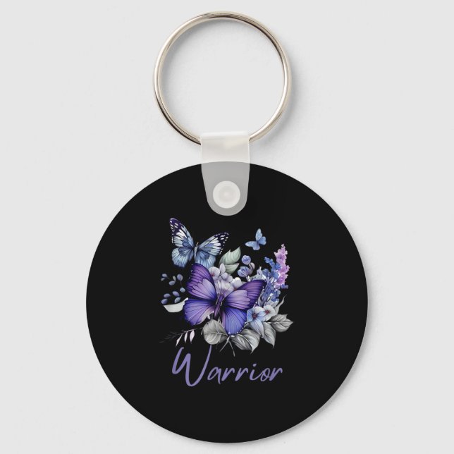 Purple Butterflies Warrior Suicide Prevention Awar Nyckelring (Framsida)