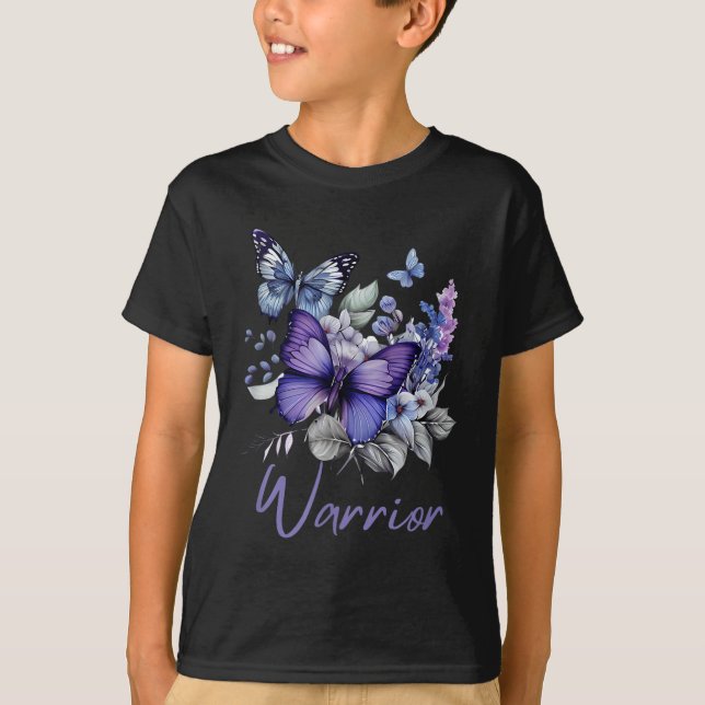 Purple Butterflies Warrior Suicide Prevention Awar T Shirt (Framsida)