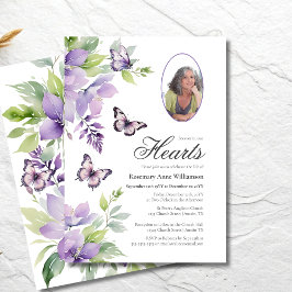 Purple Butterfly Forever In our Hearts Funeral Inbjudningar