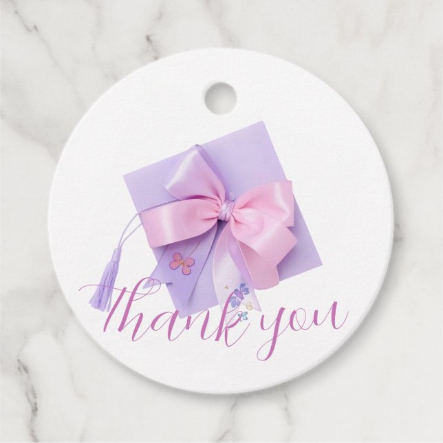 Purple Cap Graduation Party  Gåvor Etiketter (Framsida)