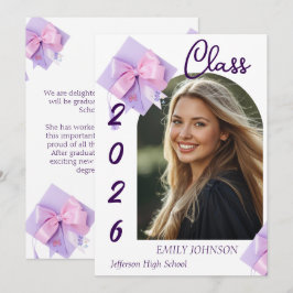 Purple Cap Photo Graduation Announcement  Inbjudningar