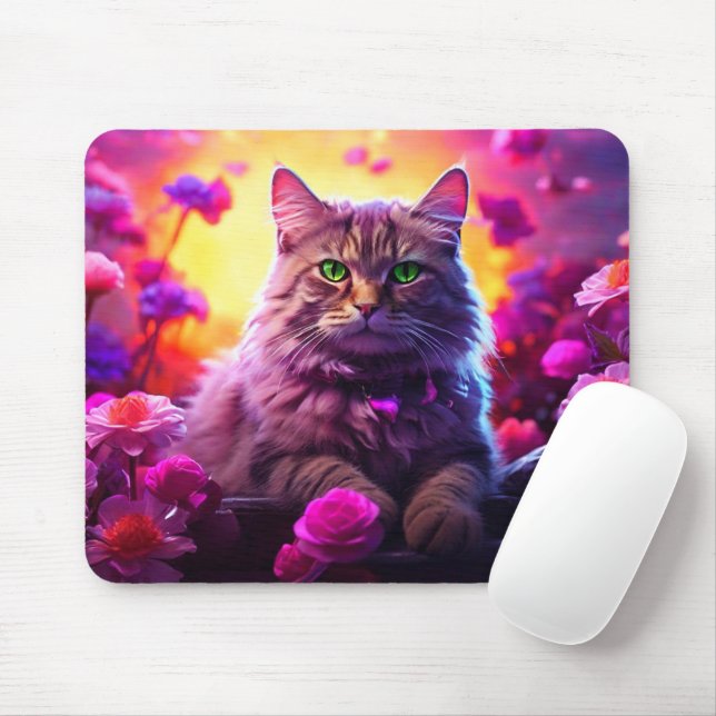 Purple Cat Mouse Pad – Perfect Gift for Cat Lovers Musmatta (Med mus)