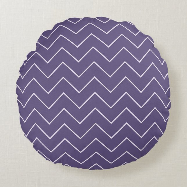 Purple Chevron Baby Girl Throw Pillow - Round Rund Kudde (Framsidan)