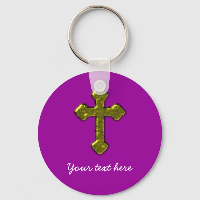 Purple Christian Customizable Nyckelring (Framsida)