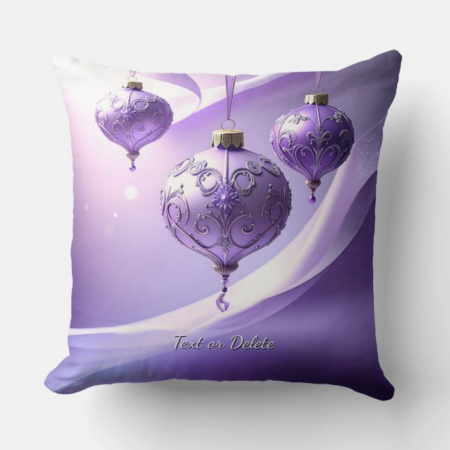 Purple Christmas Ball Holiday Throw Pillow Kudde (Framsida)
