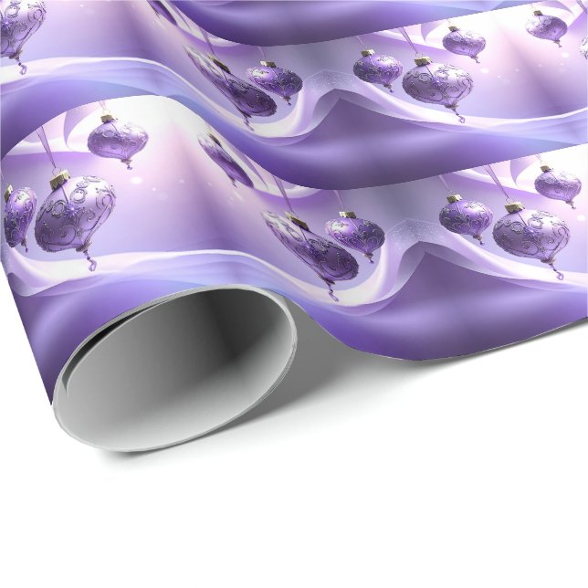 Purple Christmas Ball Holiday Wrapping Paper Presentpapper (Rullad Hörn)