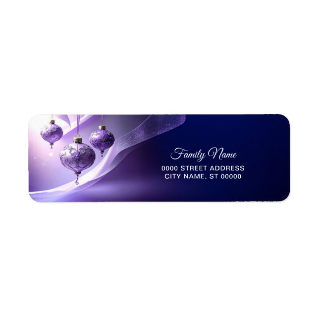 Purple Christmas Ball Return Address Label Returadress Etikett (Framsidan)