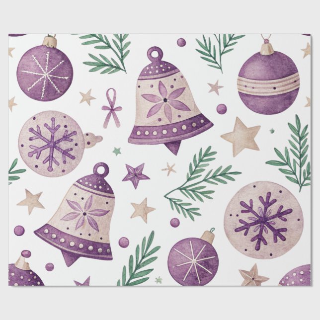 Purple Christmas Bells Wrapping Paper Presentpapper (Platt)