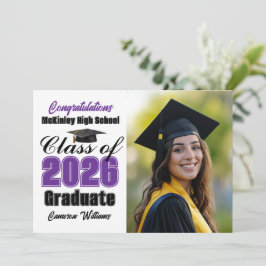 Purple Class of 2026 Graduate Photo Graduation Meddelande