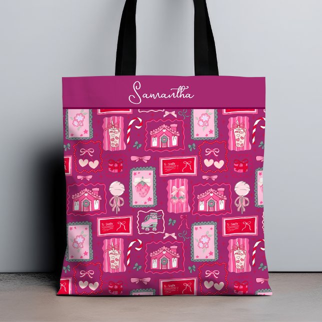 Purple Coquette aesthetic girly whimsical pattern Tygkasse (Skapare uppladdad)