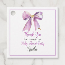 Purple Coquette Bow Baby Shower Gåvor Etiketter
