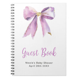 Purple Coquette Bow Baby Shower Guest Book Anteckningsbok