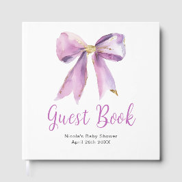 Purple Coquette Bow Baby Shower Guest Book Gästböcker