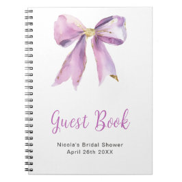 Purple Coquette Bow Bridal Shower Guest Book Anteckningsbok