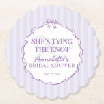 Purple Coquette Bow Pastel Bridal Shower Brunch Underlägg Papper<br><div class="desc">Add a touch of playful charm to your celebration with our Coquette Bow Party Decor Collection. Featuring a hand-drawn coquette bow doodle on a dreamy pastel striped background, this grandmillennial-inspired design is perfect for creating a soft, sweet party scene. The pastel purple palette and whimsical bow details bring a feminine...</div>