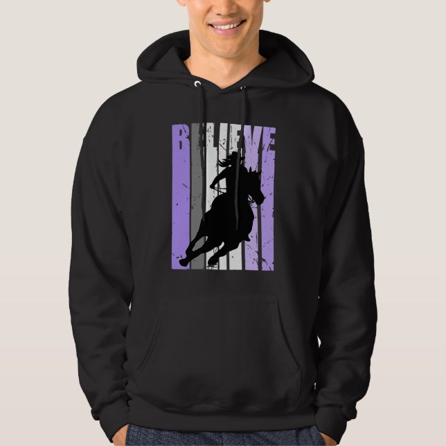 Purple Cowgirl Barrel Racing Horse Riding Rider Ri Hoodie (Framsida)