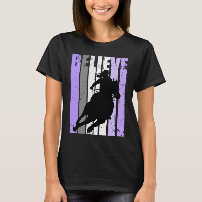 Purple Cowgirl Barrel Racing Horse Riding Rider Ri T Shirt (Framsida)