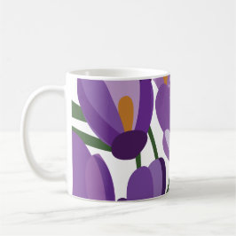 Purple Crocus Floral Kaffemugg