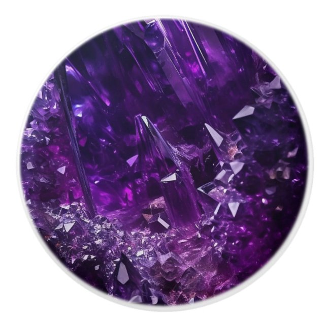 Purple Crystal Jewel Amethyst Ceramic Knob Knopp (Framsidan)